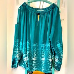Lane Bryant 18/20 Women’s Cold Shoulder Teal Long Sleeve Blouse
